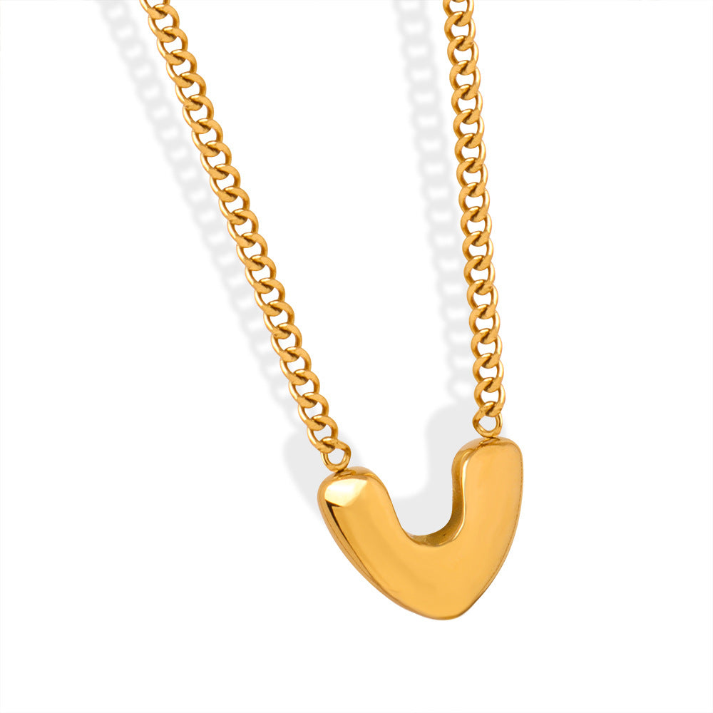 Gold-Plated Heart-Like Pendant Necklace