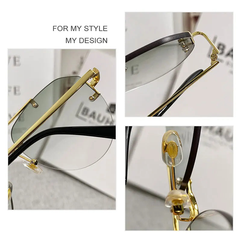Vintage Unisex Rimless Pilot Sunglasses