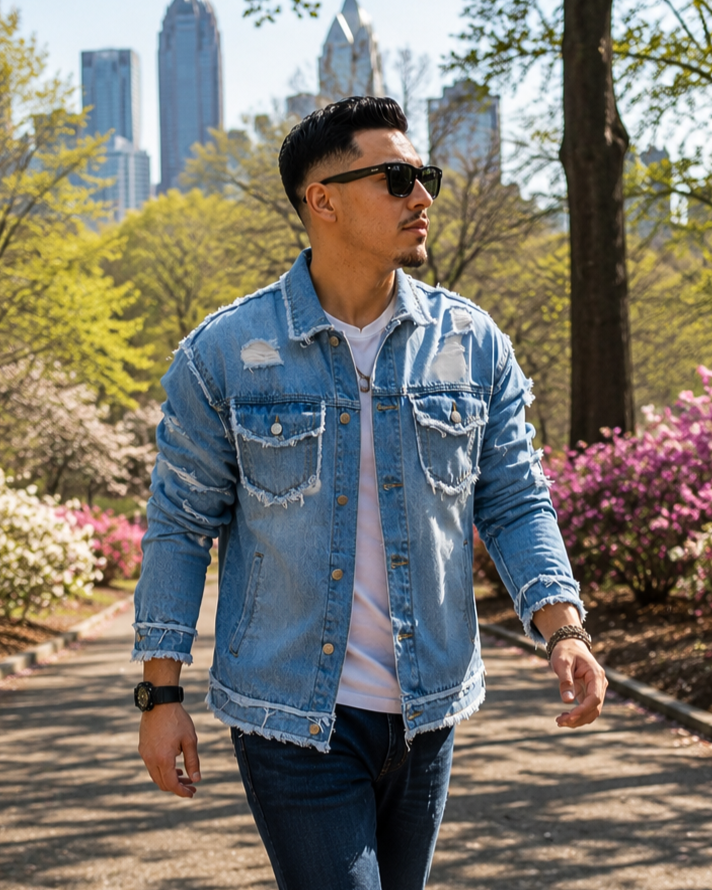 Men's Form-fitting Denim Jacket
