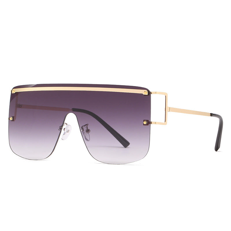 Unisex Fameless One Piece Sunglasses w/ Gold Accent