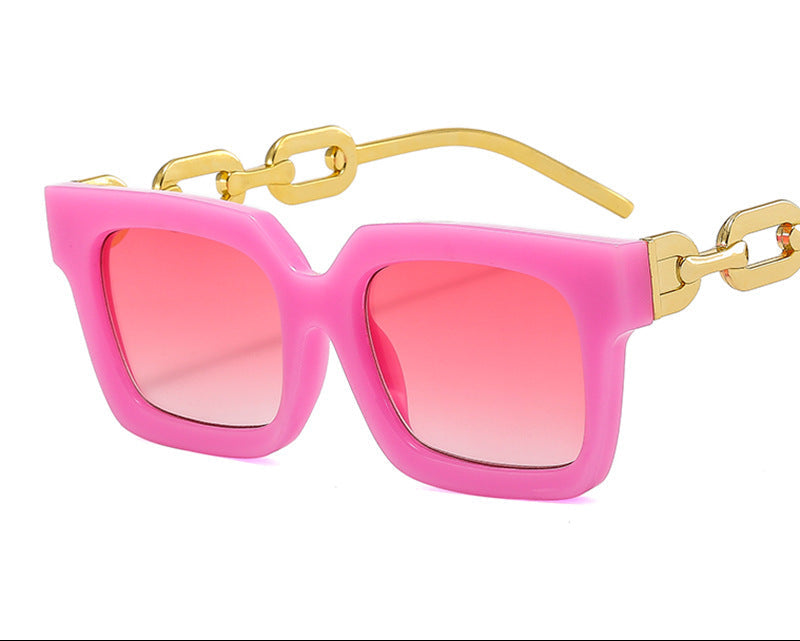 New Retro Squared Frame Sunglasses w/ Metal Chain Legs