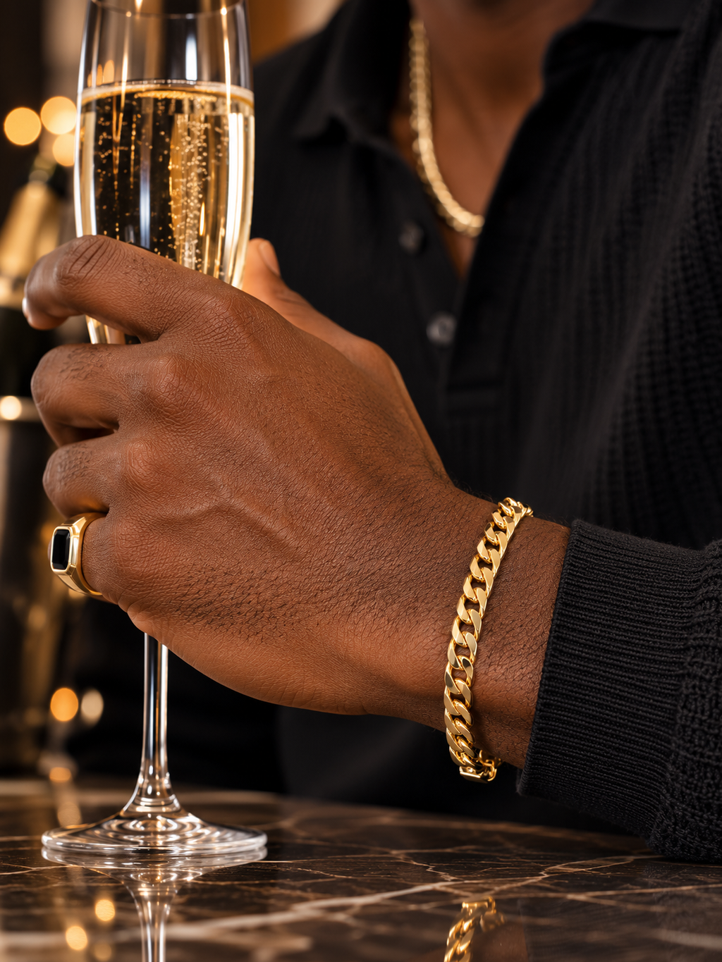 Men's Gold Electroplated Titanium Steel Cuban Bracelet