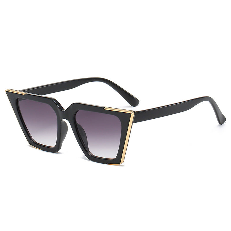 Women's Cat Eye Sunglasses w/ Gold Metal Edge