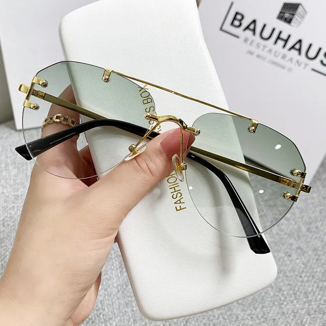 Vintage Unisex Rimless Pilot Sunglasses