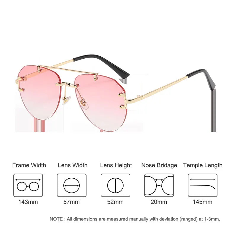 Vintage Unisex Rimless Pilot Sunglasses