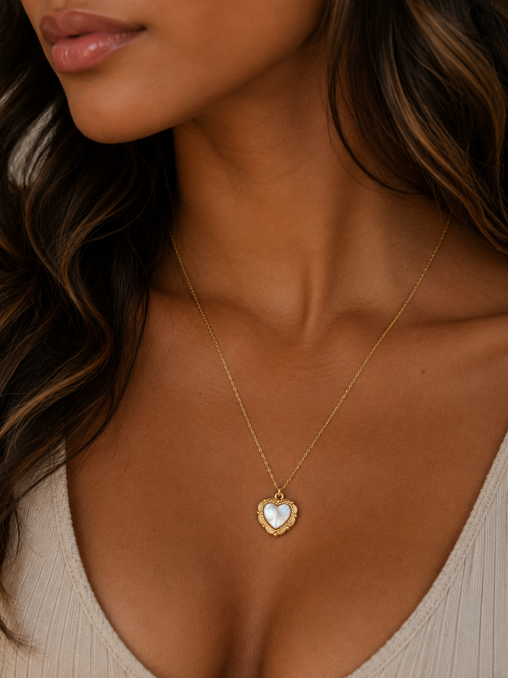 18k Gold Plating Love Light Shell Pendant Necklace