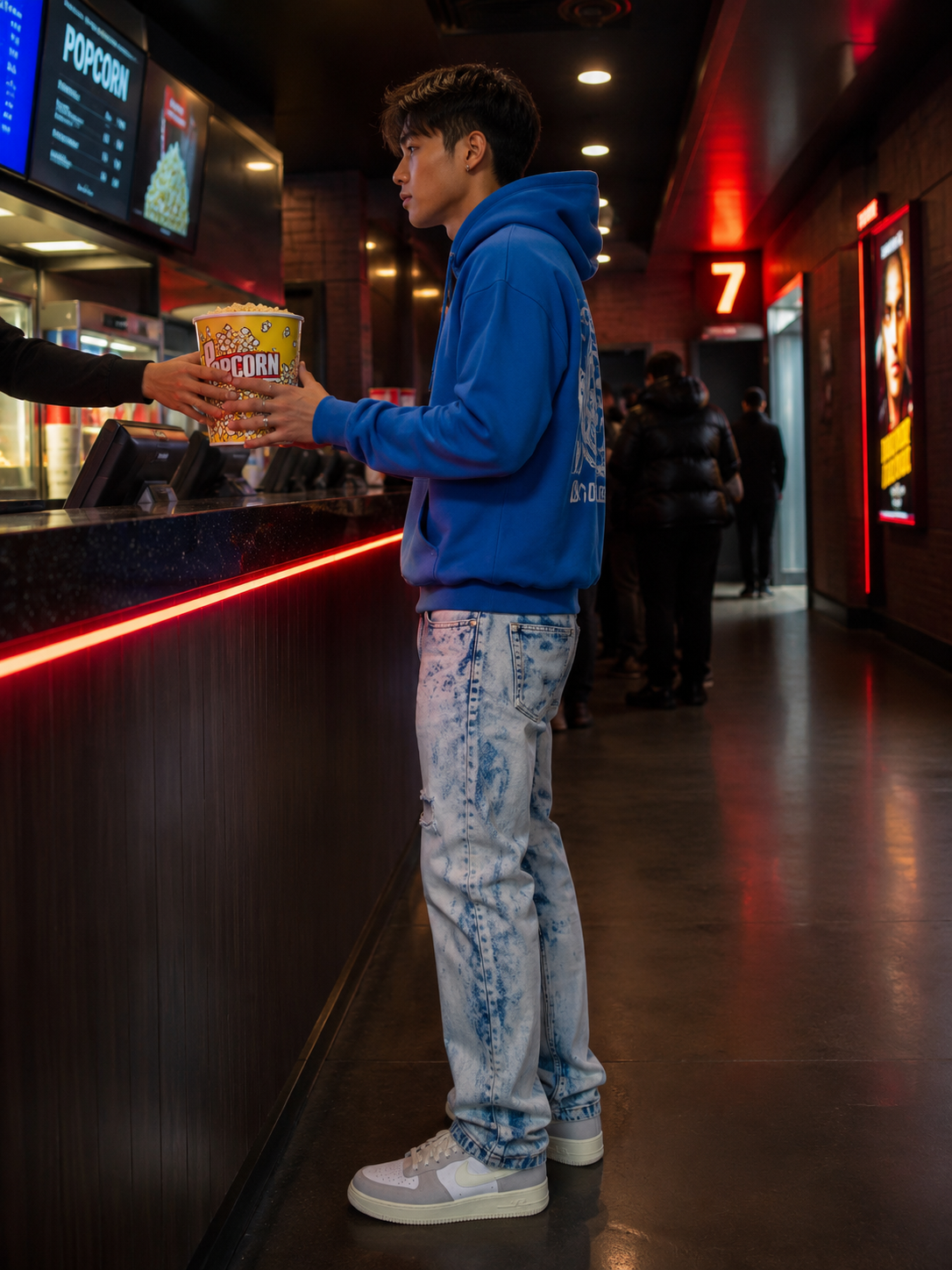 Men's Tie-Dye White Street Style Straight Slim Denim Pants