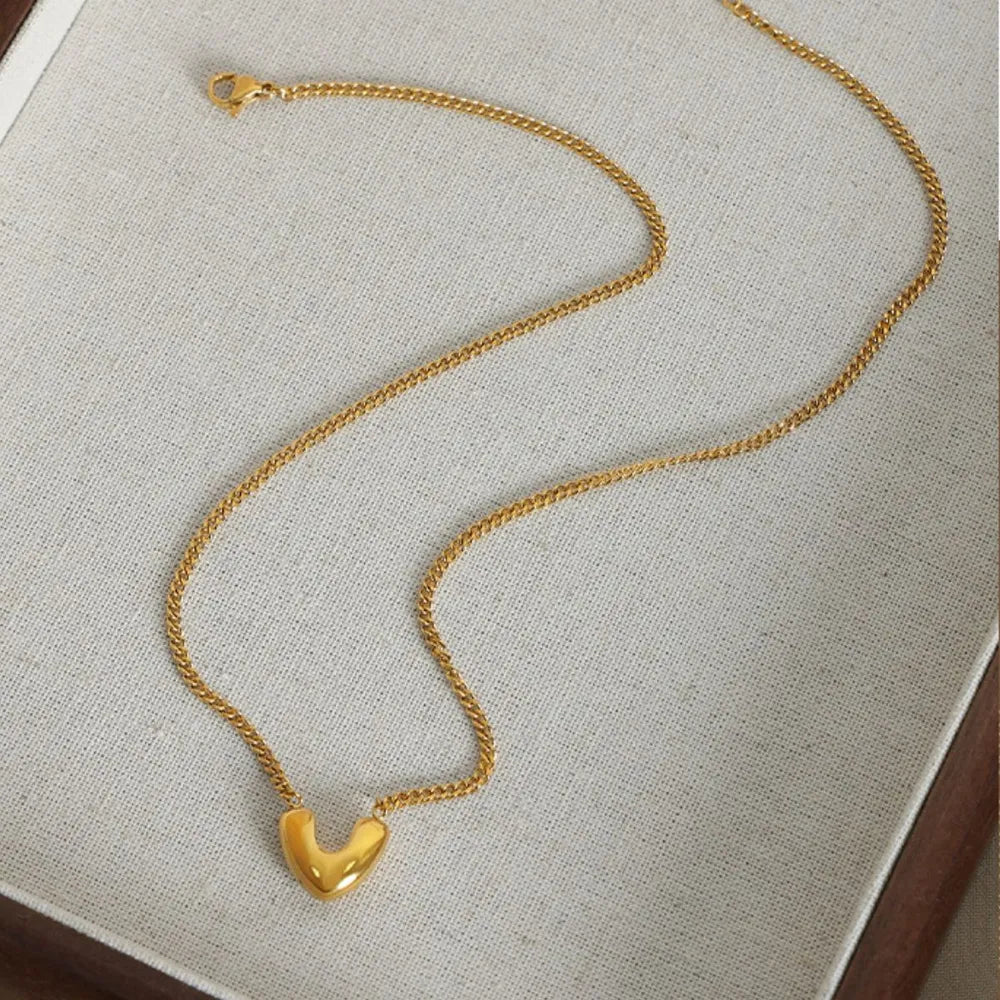 Gold-Plated Heart-Like Pendant Necklace