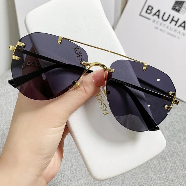 Vintage Unisex Rimless Pilot Sunglasses
