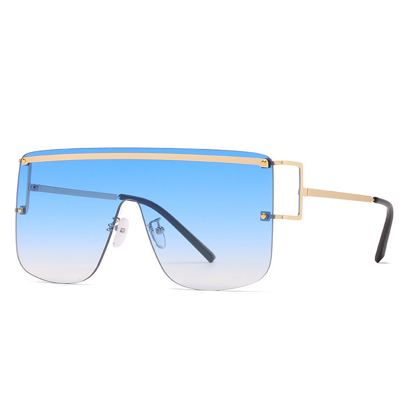 Unisex Fameless One Piece Sunglasses w/ Gold Accent