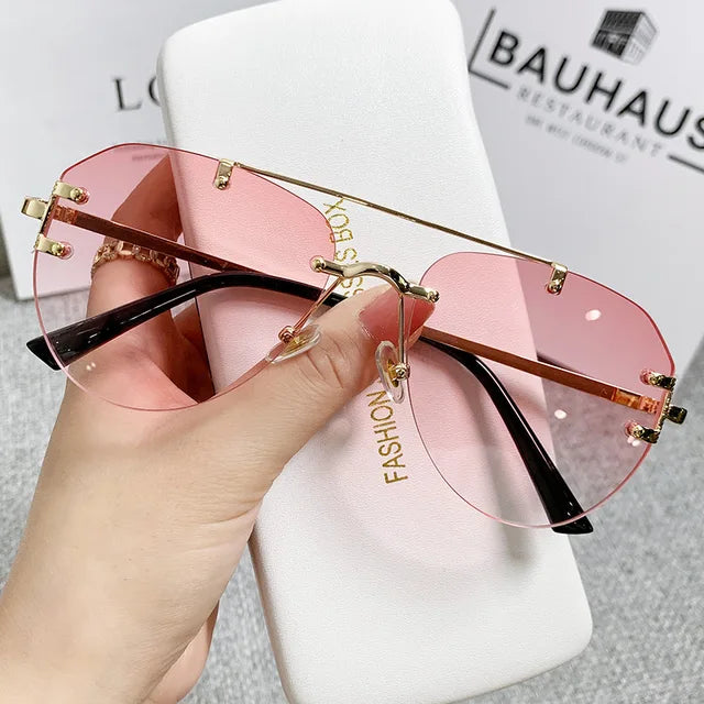 Vintage Unisex Rimless Pilot Sunglasses