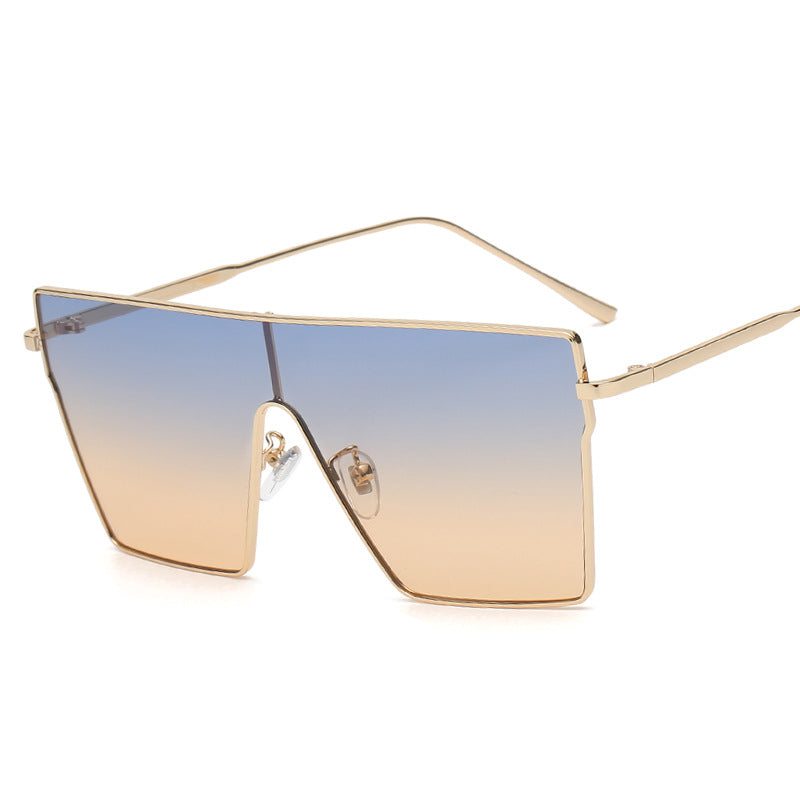 Women's Oversize Square Frame Sunglasses W/ Gold Trimming