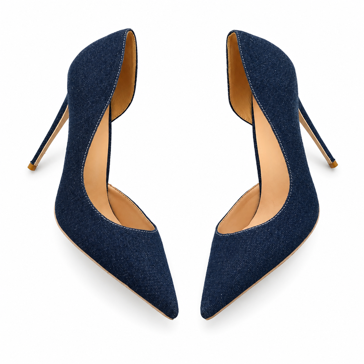 Women's Classic Navy Blue Denim Stiletto w/ Pointy Toe