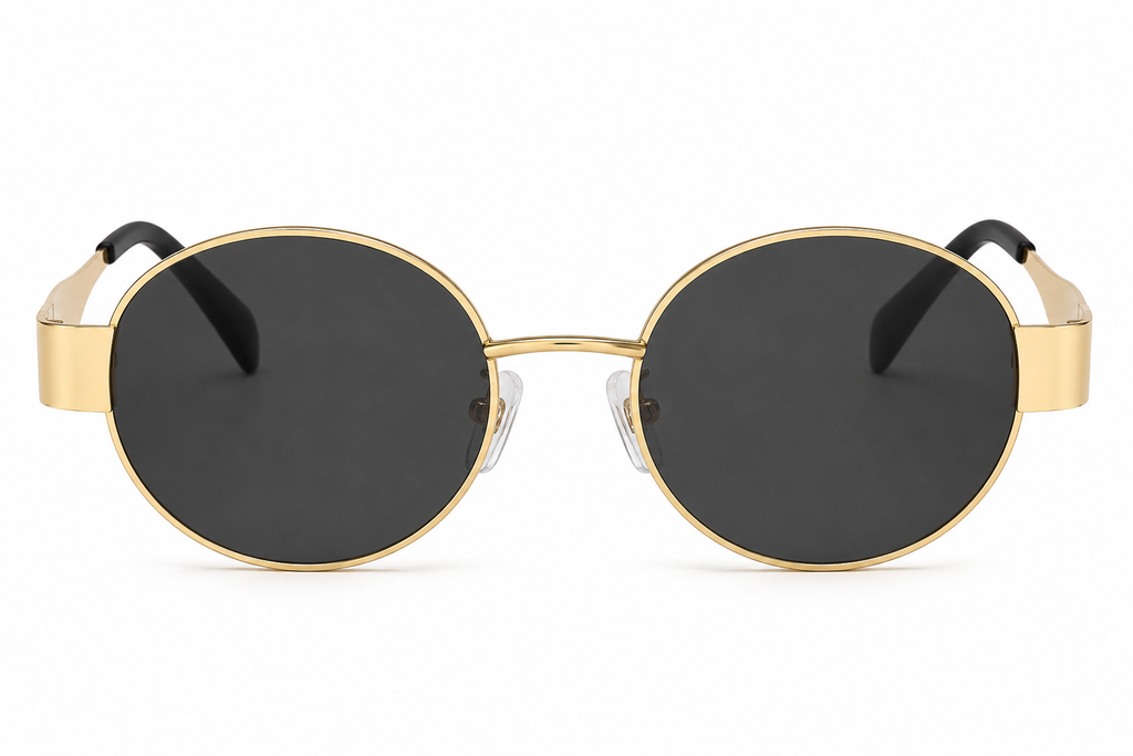 Gold Oval Framed Sunglasses