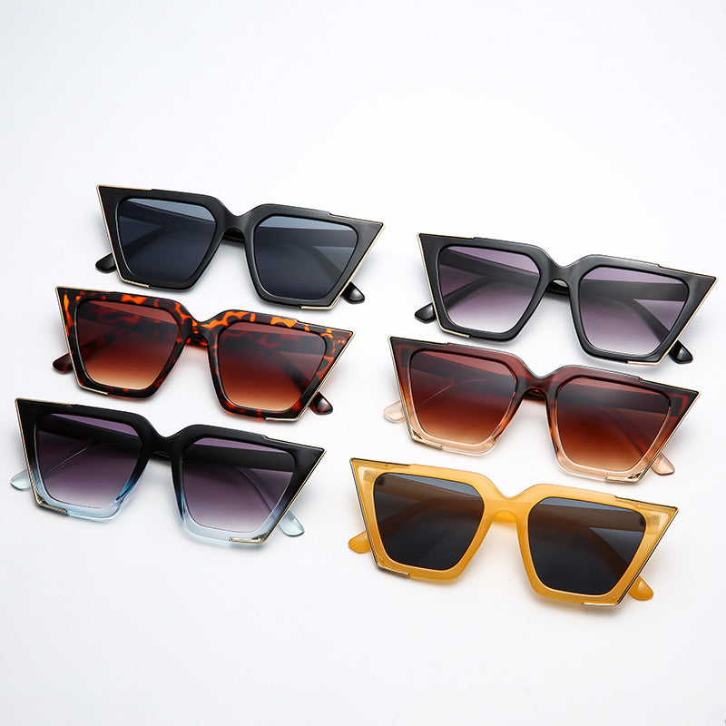 Women's Cat Eye Sunglasses w/ Gold Metal Edge