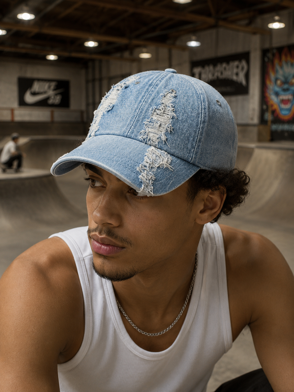 Ripped Denim Cap
