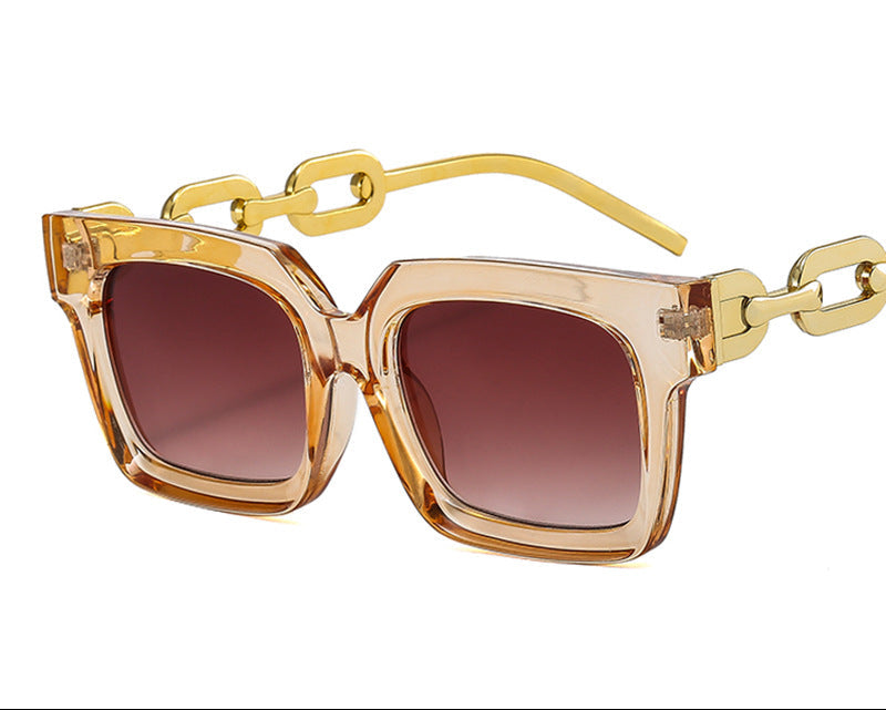 New Retro Squared Frame Sunglasses w/ Metal Chain Legs