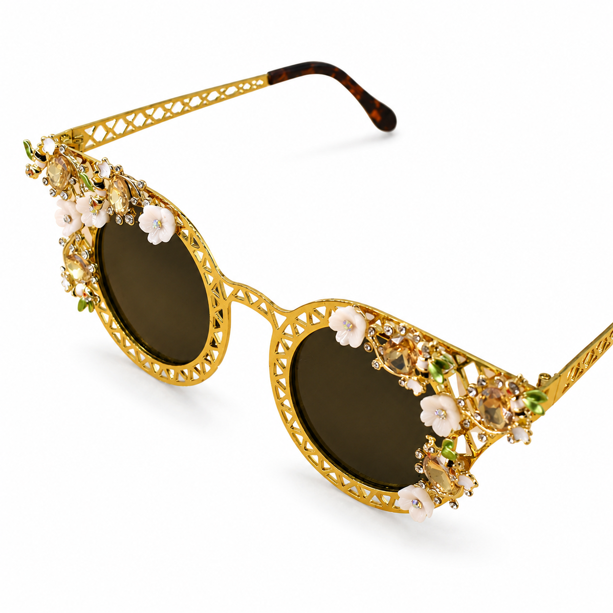 Women's Exaggerated European Baroque Sunglasses w/ Luxury Floral Design