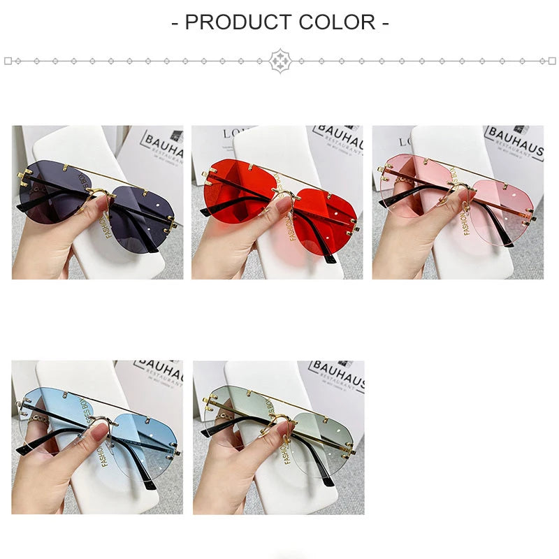 Vintage Unisex Rimless Pilot Sunglasses