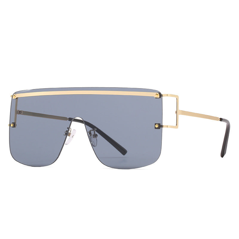 Unisex Fameless One Piece Sunglasses w/ Gold Accent
