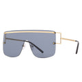 Unisex Fameless One Piece Sunglasses w/ Gold Accent