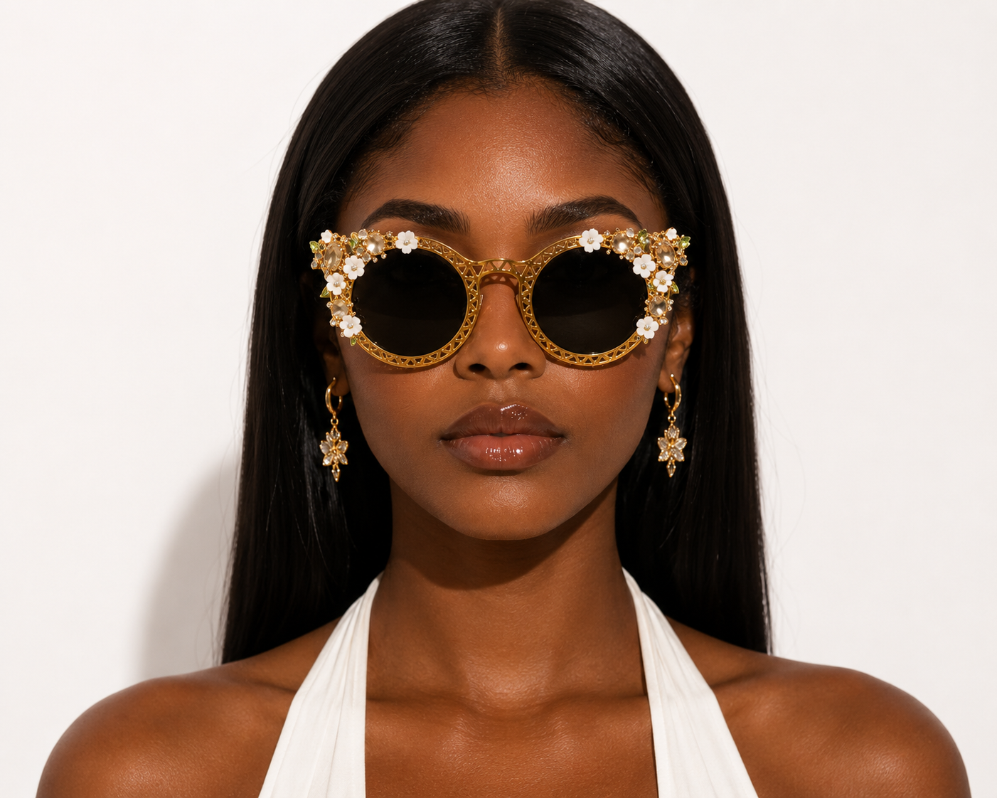 Women's Exaggerated European Baroque Sunglasses w/ Luxury Floral Design
