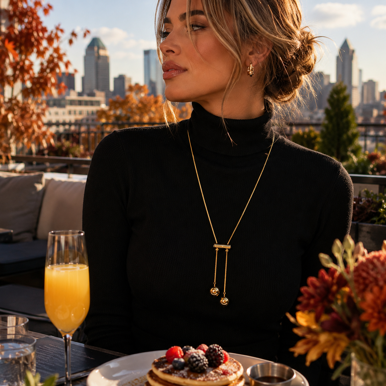 18K Gold-Plated Titanium Steel Hollow Bead Necklace