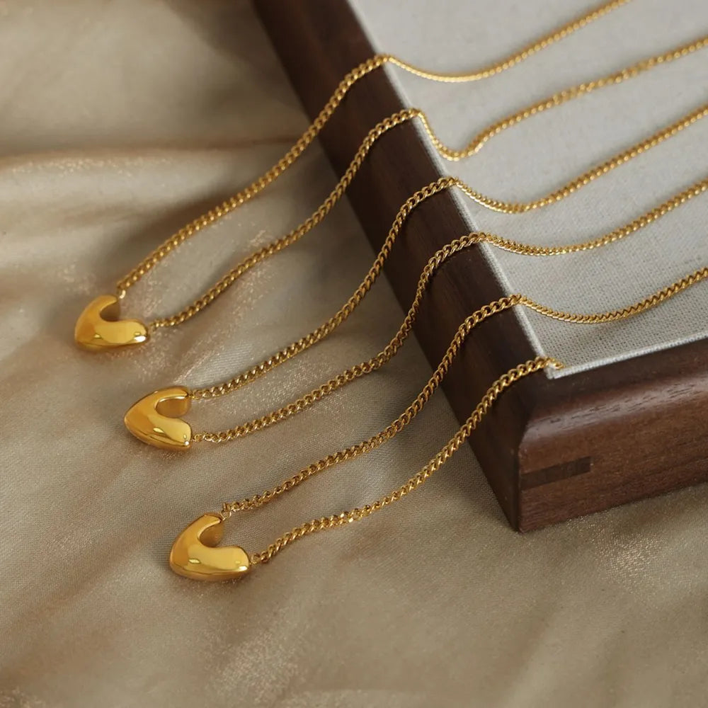 Gold-Plated Heart-Like Pendant Necklace