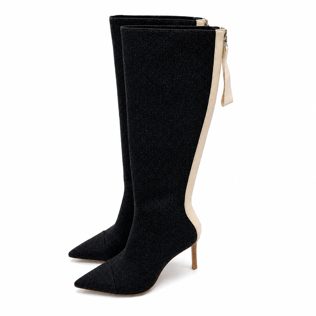 Women's Winter Knee High Heel Boot w/ Pointy Toe