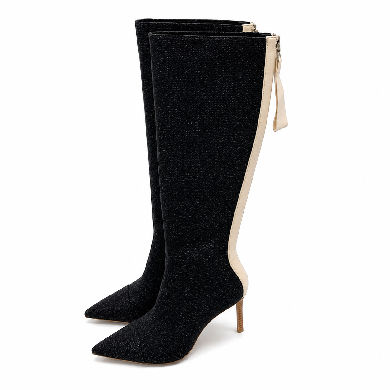 Women's Winter Knee High Heel Boot w/ Pointy Toe