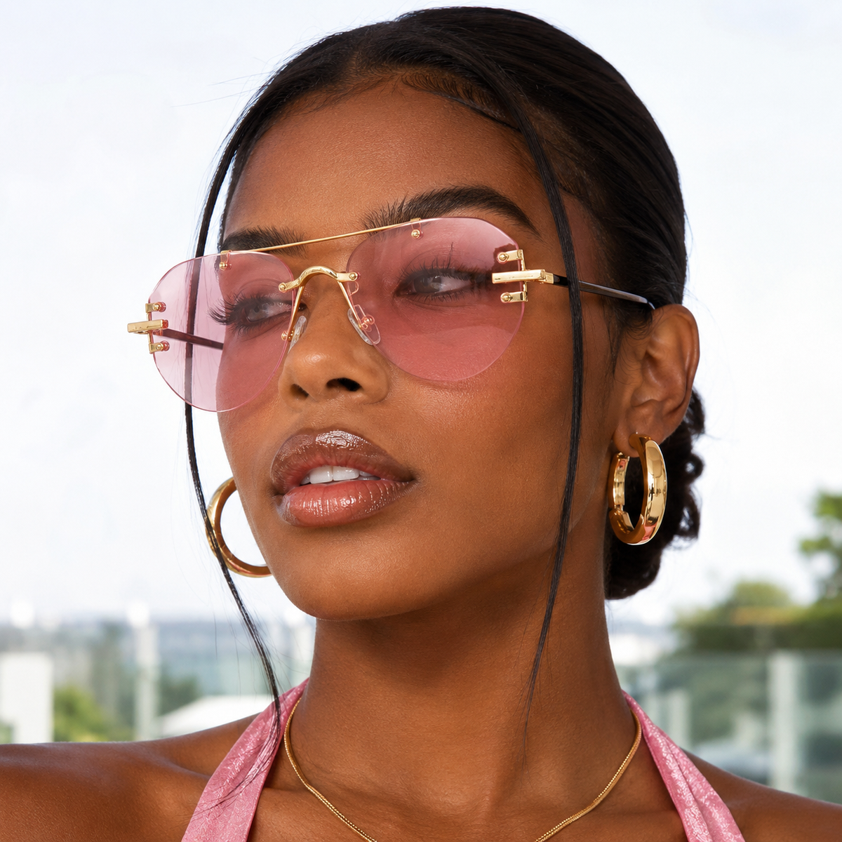 Vintage Unisex Rimless Pilot Sunglasses