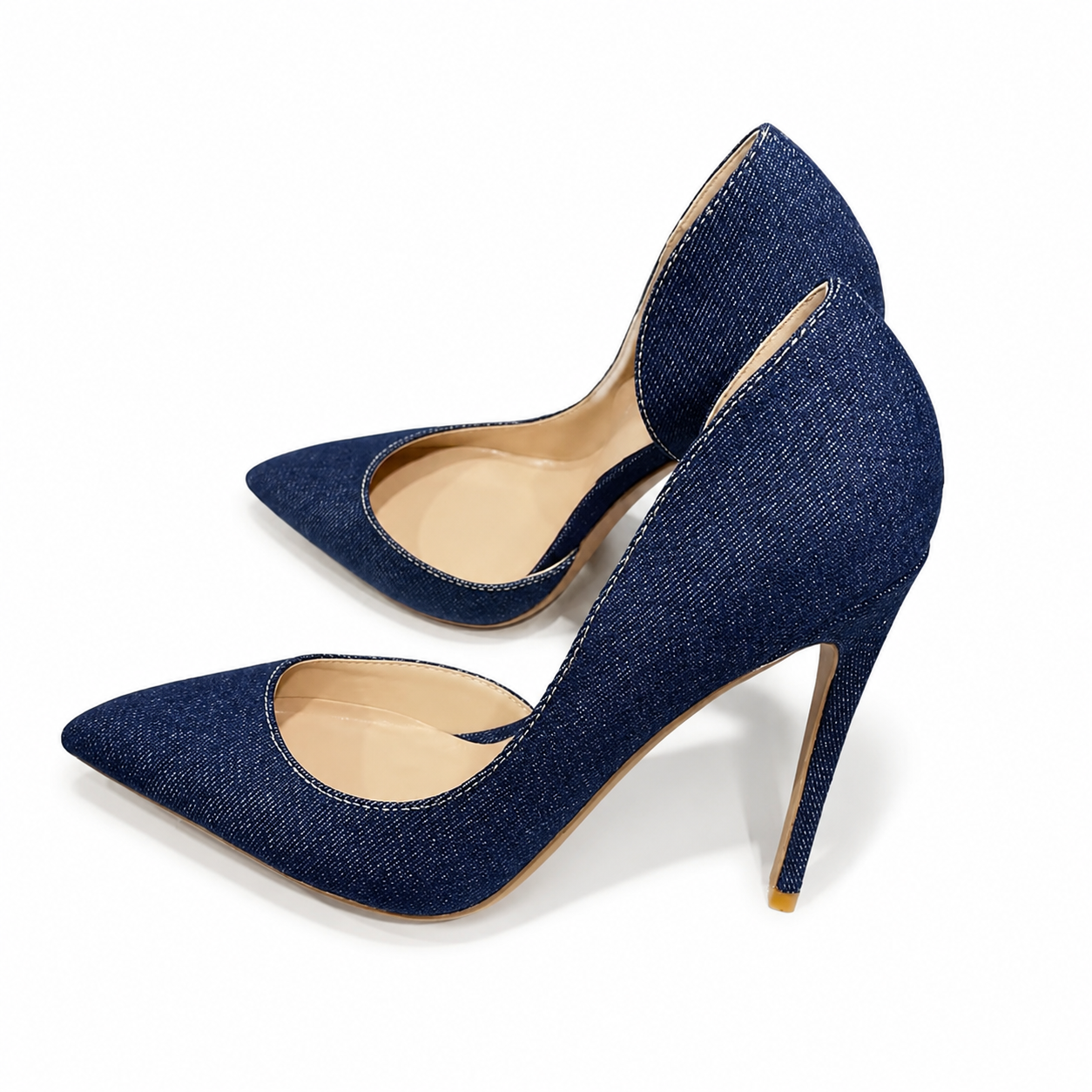 Women's Classic Navy Blue Denim Stiletto w/ Pointy Toe