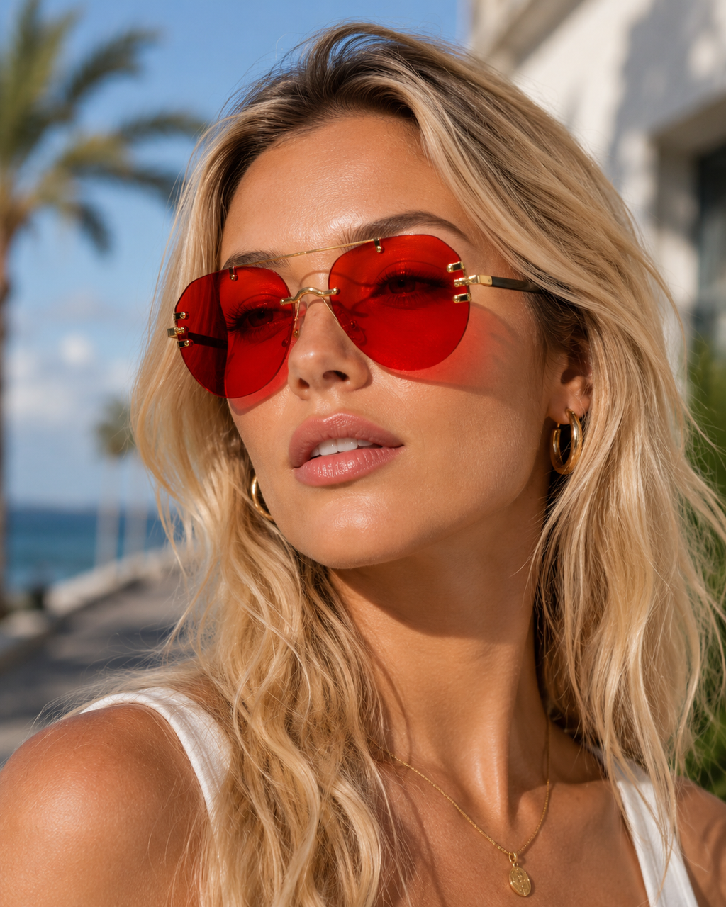 Vintage Unisex Rimless Pilot Sunglasses