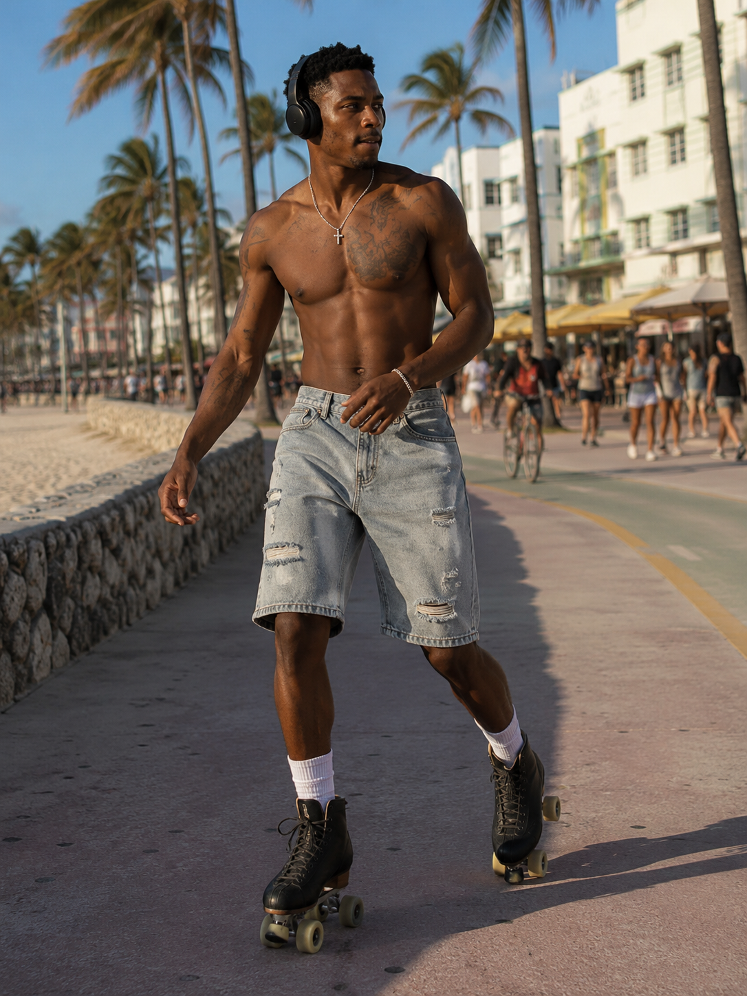 Men's Ripped Denim Jorts Pants