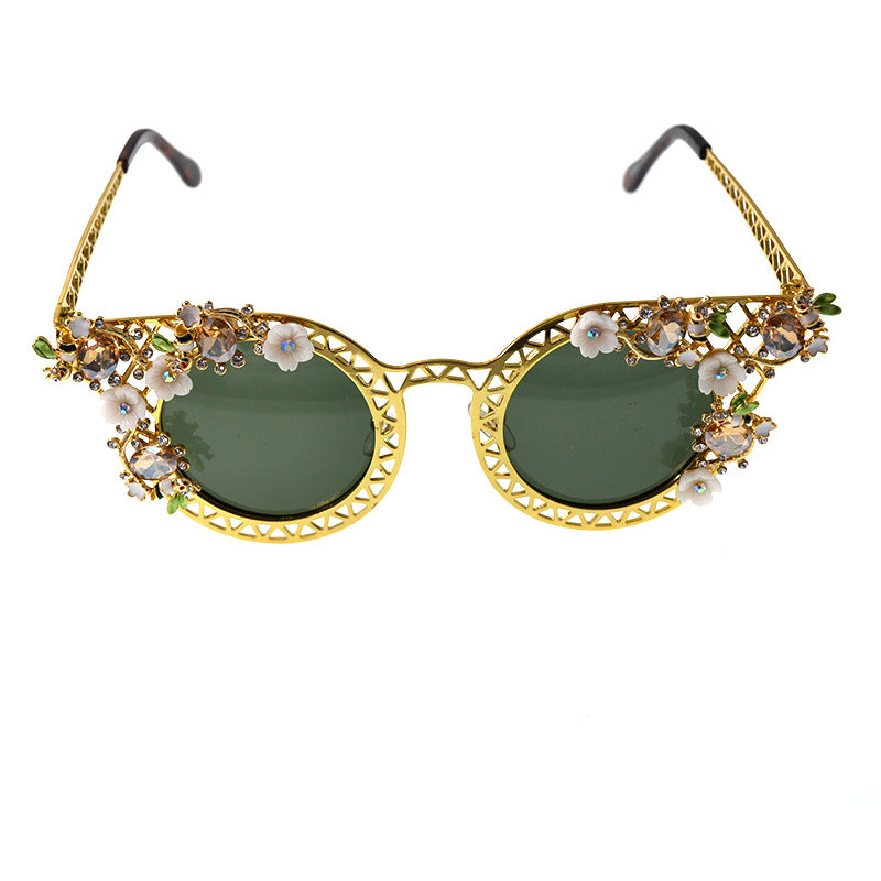 Women's Exaggerated European Baroque Sunglasses w/ Luxury Floral Design