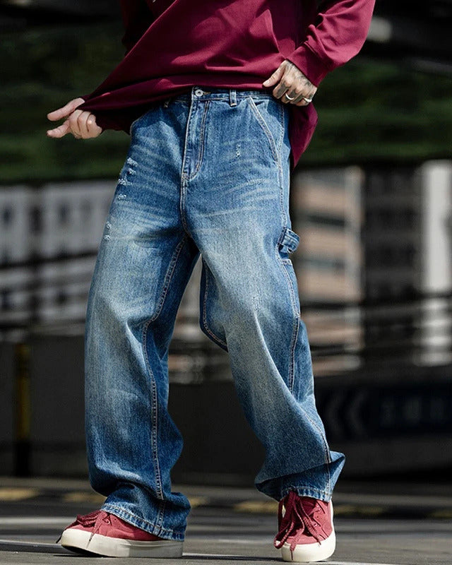 Men's Non-Stretch Wide Legged Denim Jeans