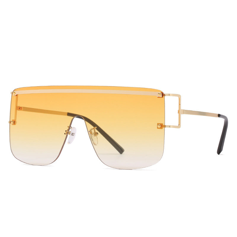 Unisex Fameless One Piece Sunglasses w/ Gold Accent
