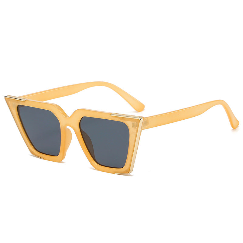 Women's Cat Eye Sunglasses w/ Gold Metal Edge
