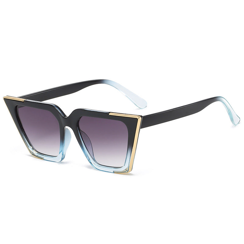 Women's Cat Eye Sunglasses w/ Gold Metal Edge