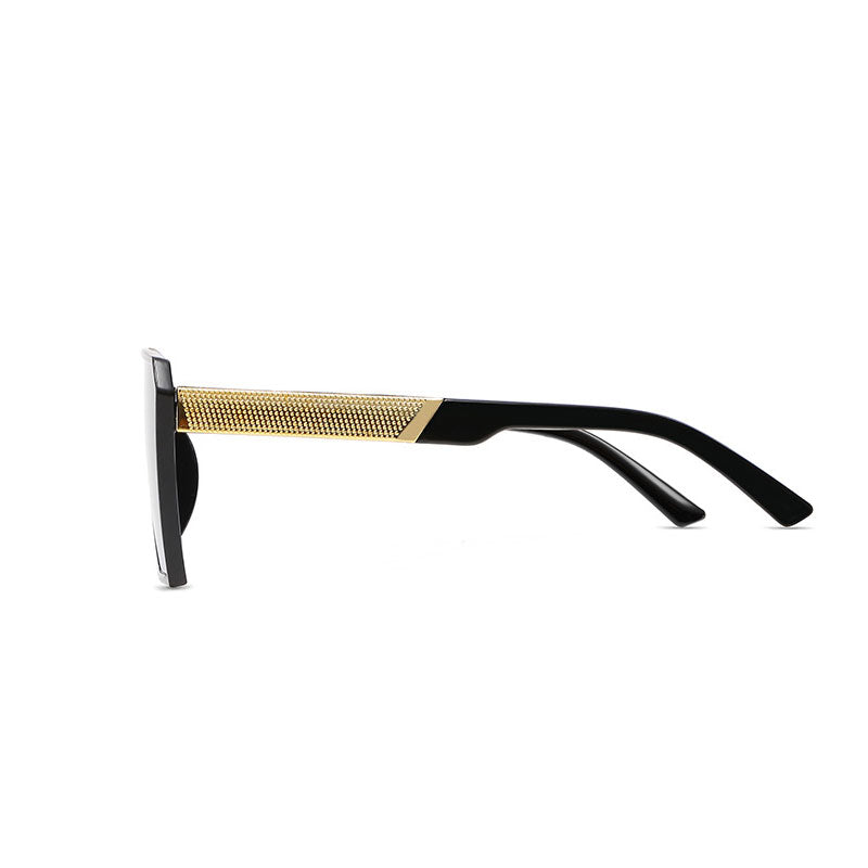 New Unisex Retro Square Oversized Reflective Sunglasses w/ Gold Legs