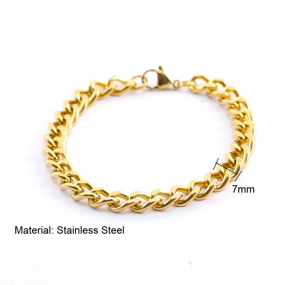 Men's Gold Electroplated Titanium Steel Cuban Bracelet