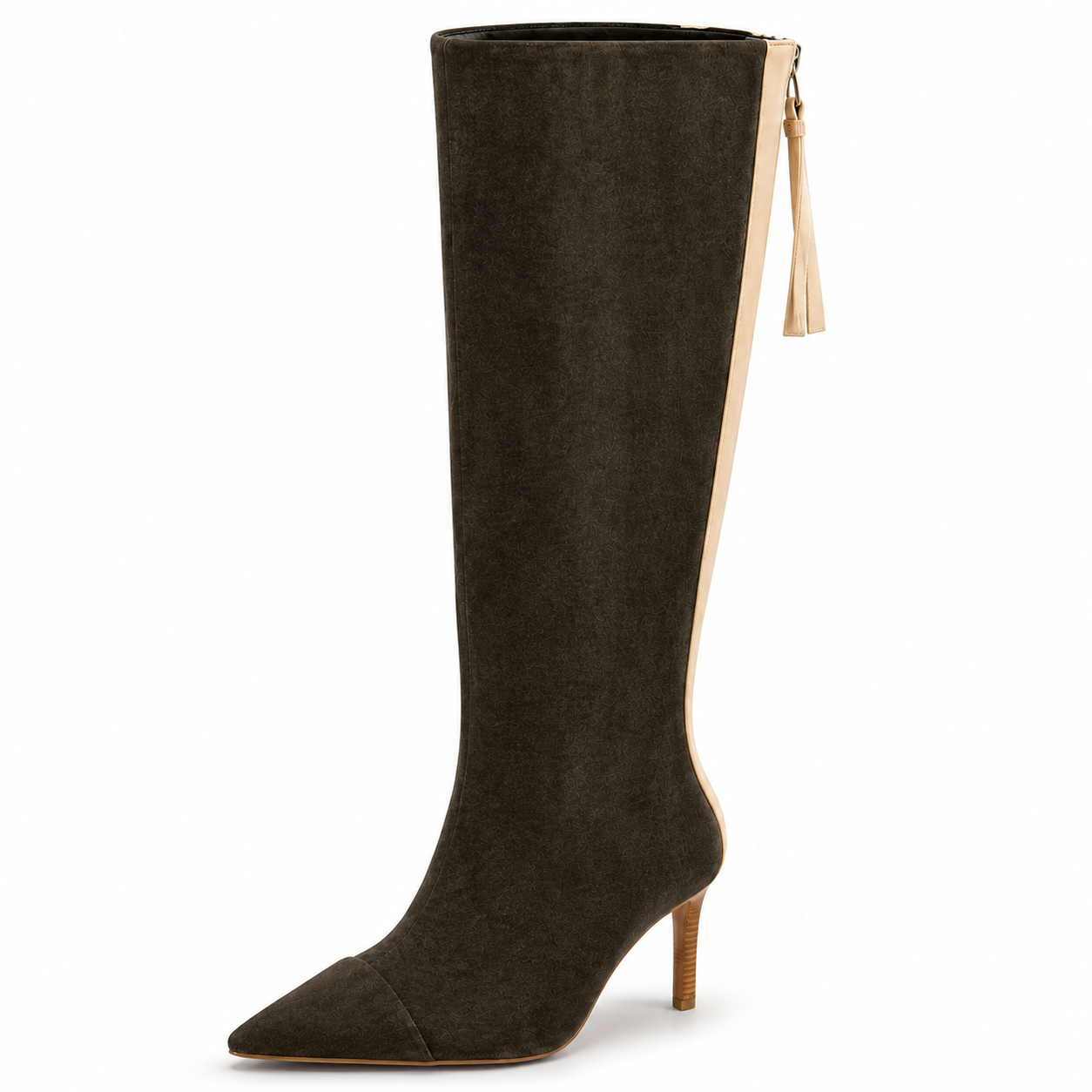 Women's Winter Knee High Heel Boot w/ Pointy Toe