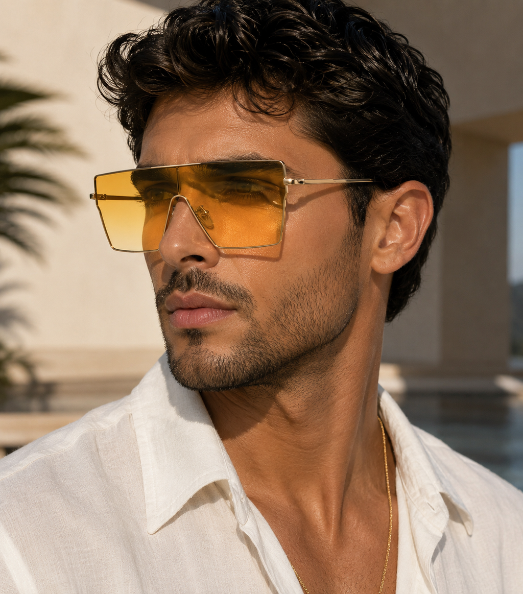 Women's Oversize Square Frame Sunglasses W/ Gold Trimming
