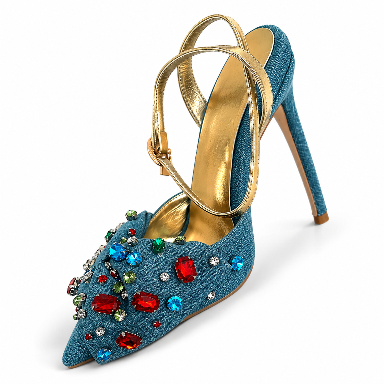 Women's High Heel Pointed Pump w/ Embellished Rhinestone Bow