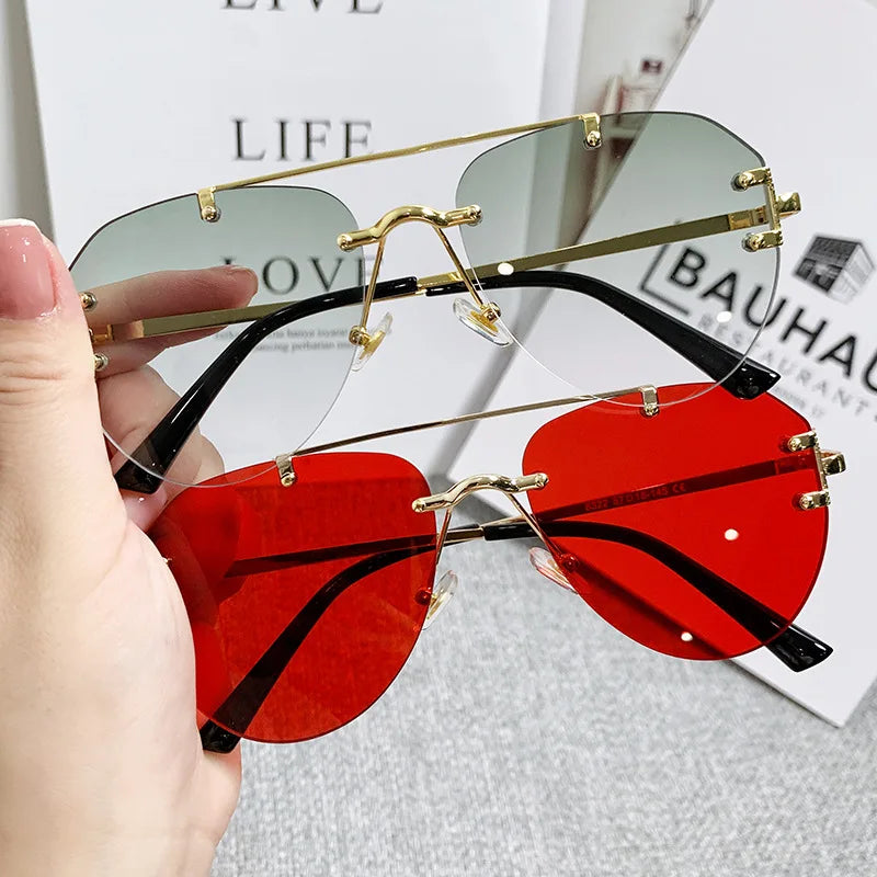 Vintage Unisex Rimless Pilot Sunglasses