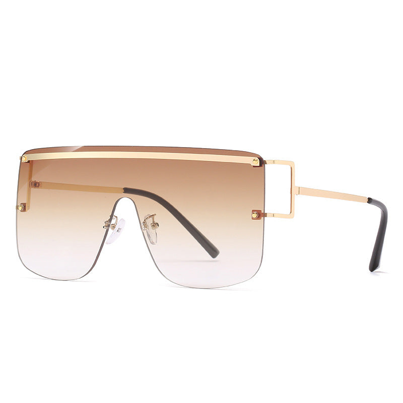Unisex Fameless One Piece Sunglasses w/ Gold Accent