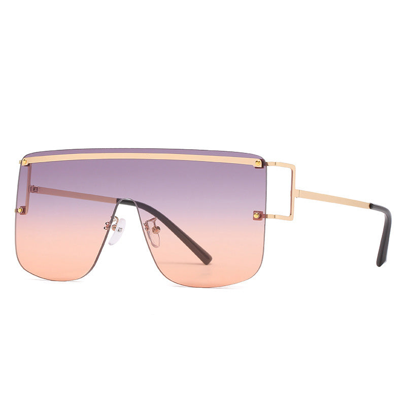 Unisex Fameless One Piece Sunglasses w/ Gold Accent