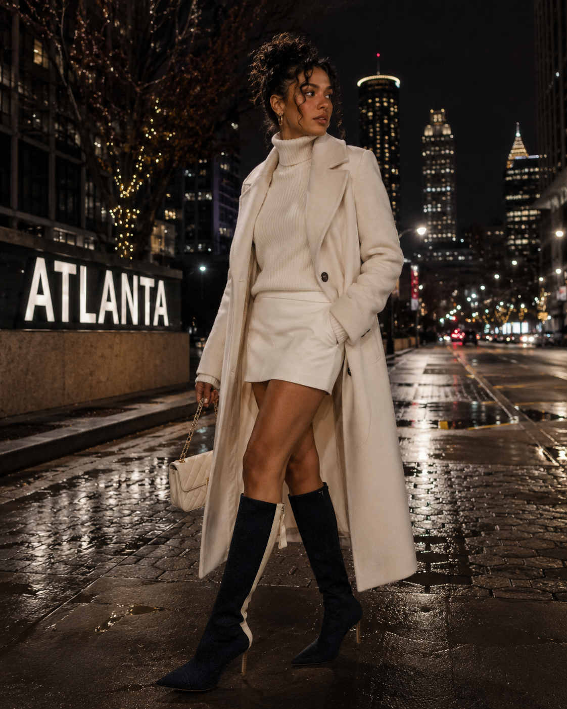 Women's Winter Knee High Heel Boot w/ Pointy Toe