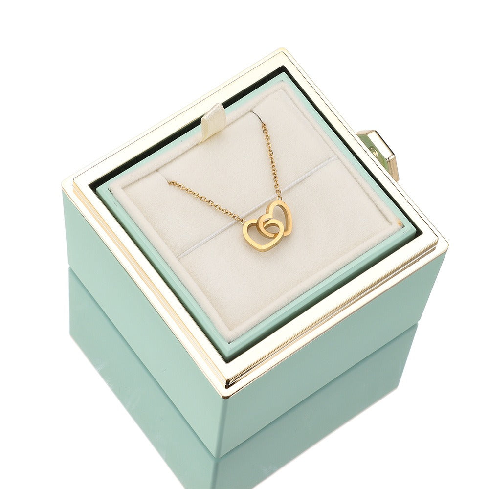 18k Gold Plated Love Engraved Double Heart Necklace