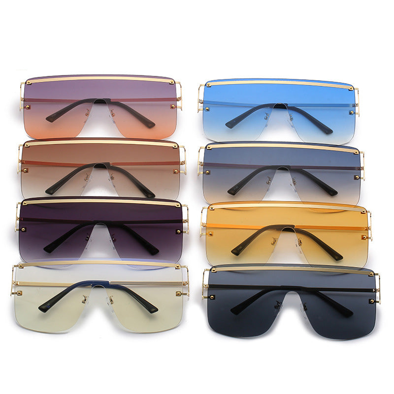 Unisex Fameless One Piece Sunglasses w/ Gold Accent